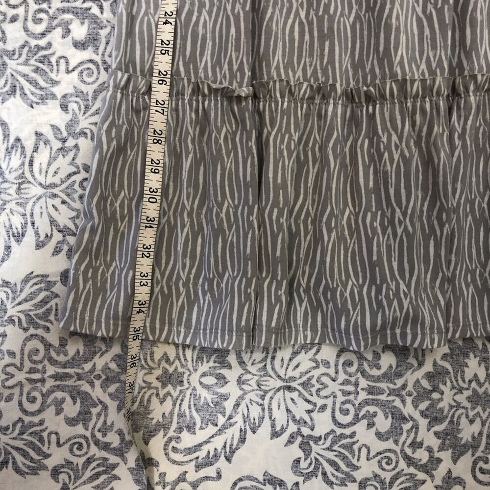 Ann Taylor Loft Petites Gray White Fit & Flare Dress Sleeveless Feminine Ruffle - Picture 9 of 16